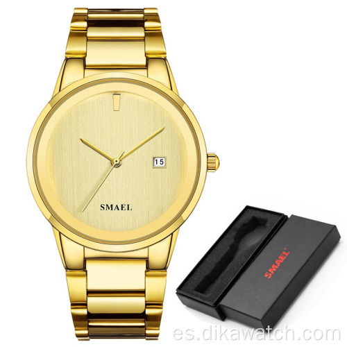 Relojes SMAEL para hombre, marca de lujo, simple, negro, inoxidable